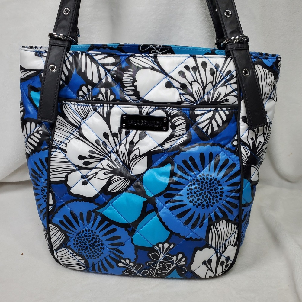 Vera Bradley Blue Bayou Quilted Puff Handbag Purse Large Tote Double Handle NWOT